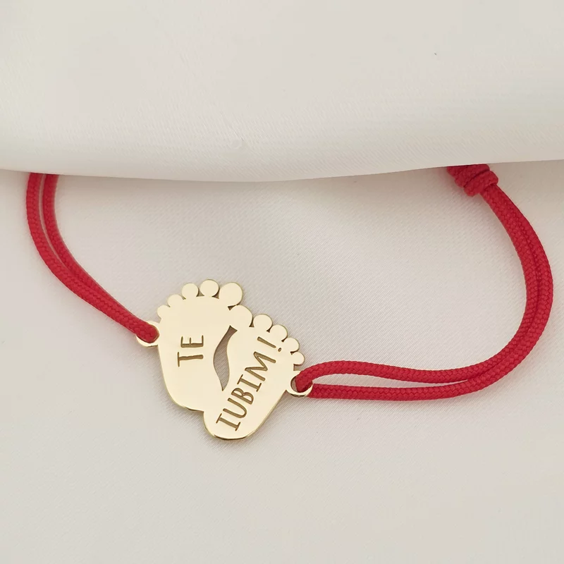 Bratara Picioruse - Argint 925 placat cu Aur Galben 18K, snur reglabil picture - 3