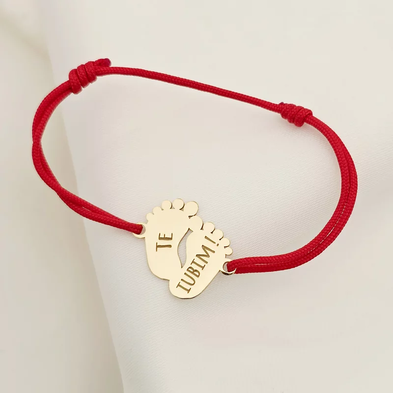 Bratara Picioruse - Argint 925 placat cu Aur Galben 18K, snur reglabil picture - 4