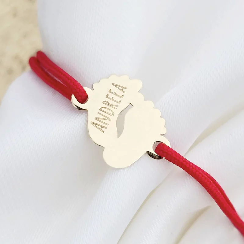 Bratara picioruse - Aur Galben 14k - snur reglabil bebe