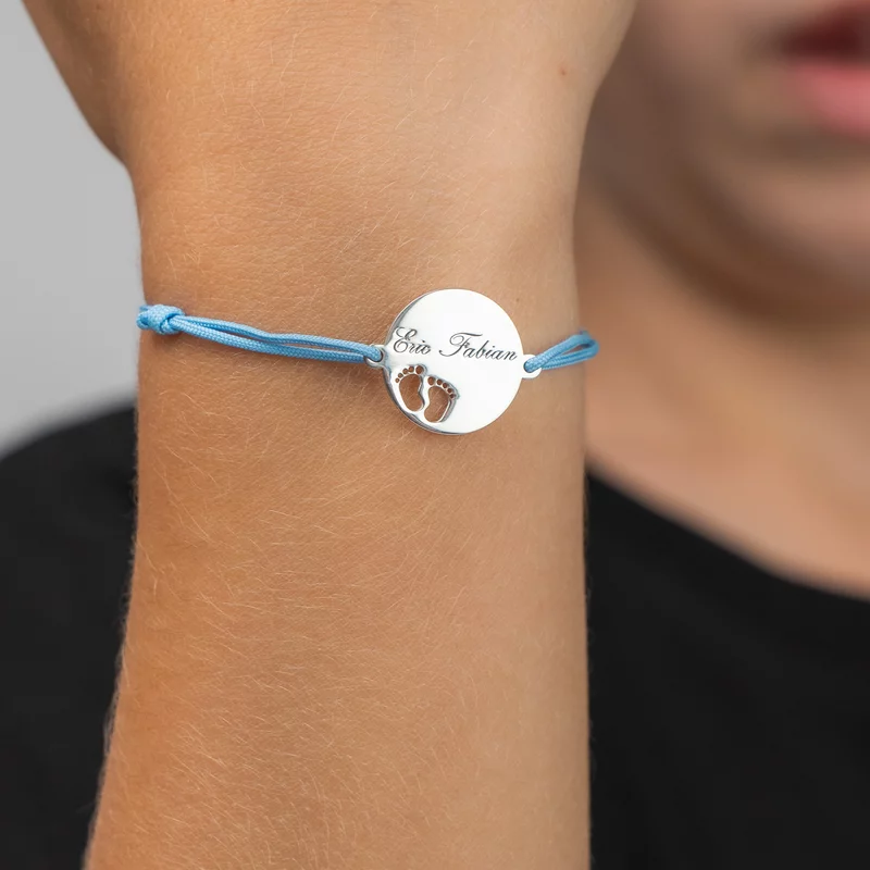 Bratara Picioruse decupate - Argint 925, snur rosu picture - 2