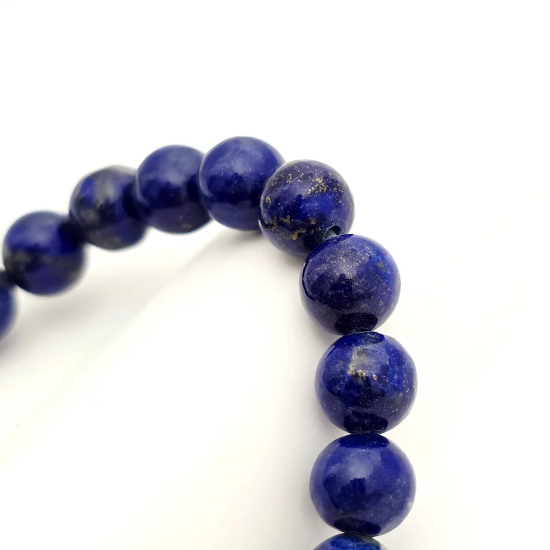 Bratara pietre semipretioase Lapis lazuli de 8 mm - Bilute din Argint 925 placat cu Aur Galben 18K - Snur elastic picture - 3