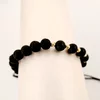 Bratara pietre semipretioase - Lava&Onix si 10 bilute de 3 mm din Aur 14K - Snur negru rezistent si reglabil