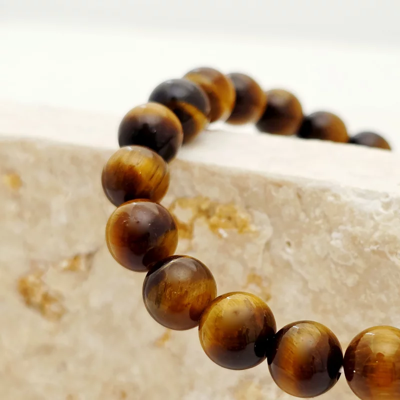 Bratara pietre semipretioase Ochi de tigru de 8 mm - Bilute din Argint 925 - Snur elastic picture - 2