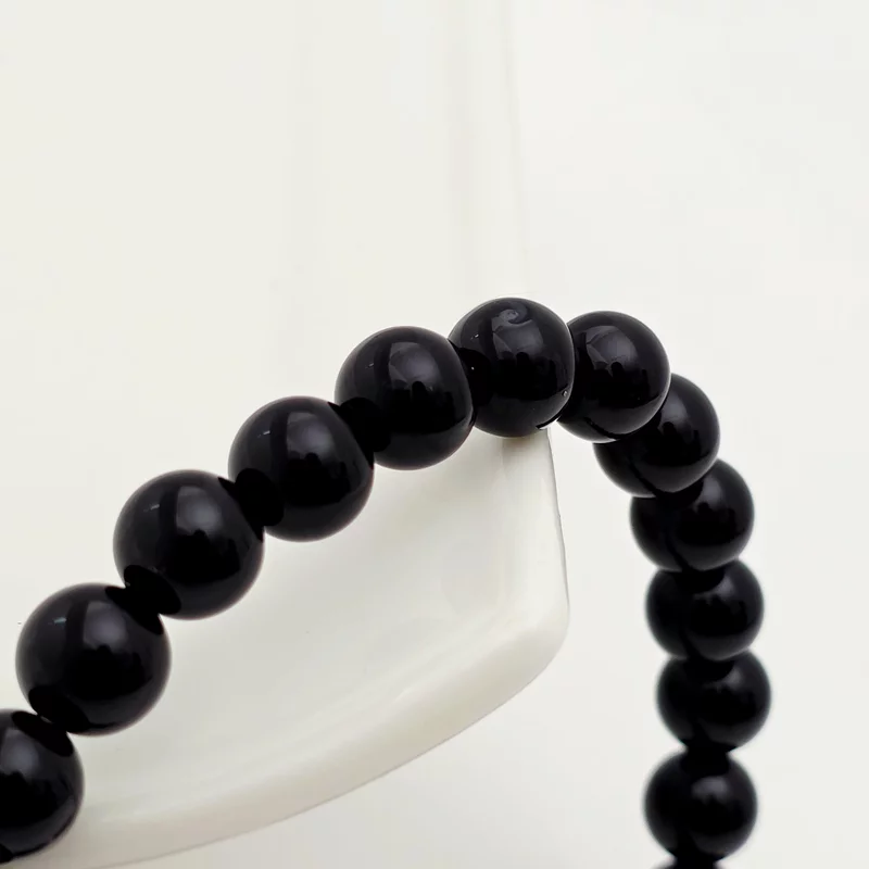 Bratara pietre semipretioase Onix lucios de 8 mm - Bilute din Argint 925 - Snur elastic picture - 3