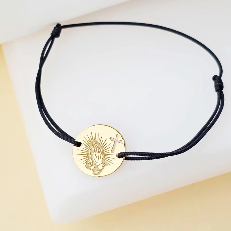 Bratara Raza Credinței - Bijuterie cu Har - Argint 925 placat cu Aur Galben 18K - Snur reglabil picture - 2