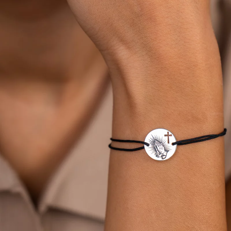 Bratara Raza Credinței - Bijuterie cu Har - Banut 15 mm - Argint 925 - Snur reglabil picture - 2