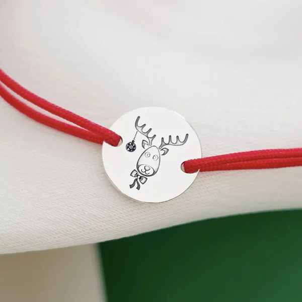 Bratara Craciun - Ren de Craciun - Argint 925, snur reglabil diverse culori