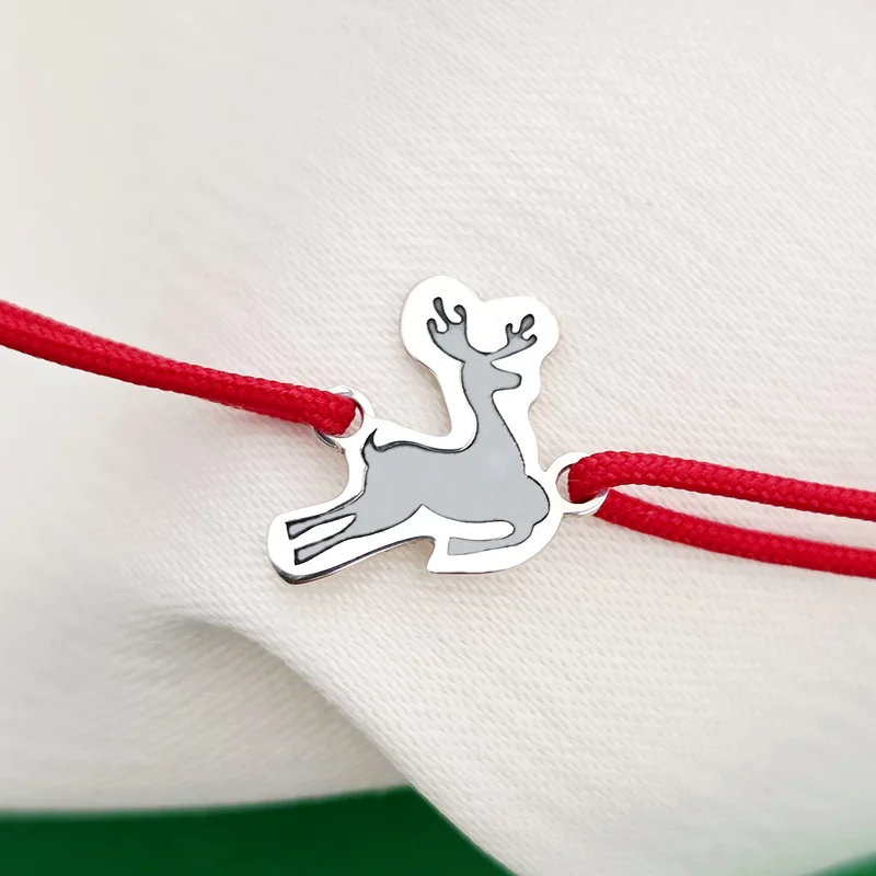 Bratara Craciun - Rudolf - Argint 925, snur reglabil diverse culori picture - 1