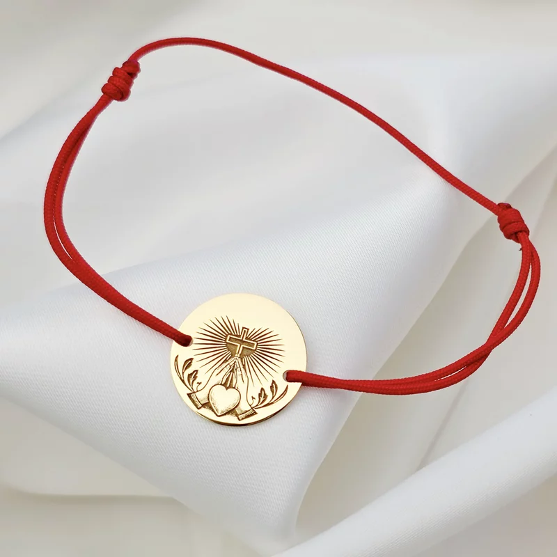 Bratara Rugaciunea Inimii - Bijuterie cu Har - Argint 925 placat cu Aur Galben 18K - Snur reglabil picture - 3