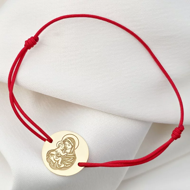 Bratara Rugaciunea Nascatoare - Bijuterie cu Har - Argint 925 placat cu Aur Galben 18K - Snur reglabil picture - 2