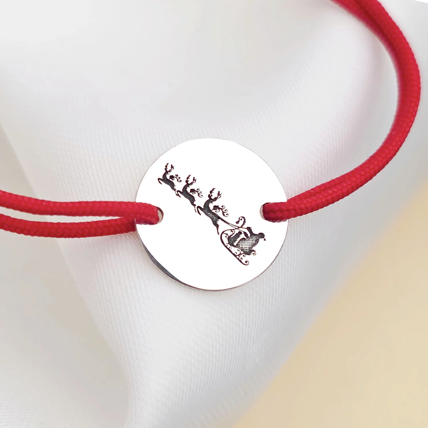 Bratara Craciun - Sania mosului - Argint 925, snur reglabil diverse culori