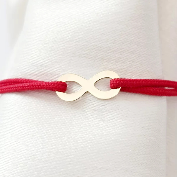 Bratara simbol - Infinit - Aur Galben 14K - snur reglabil
