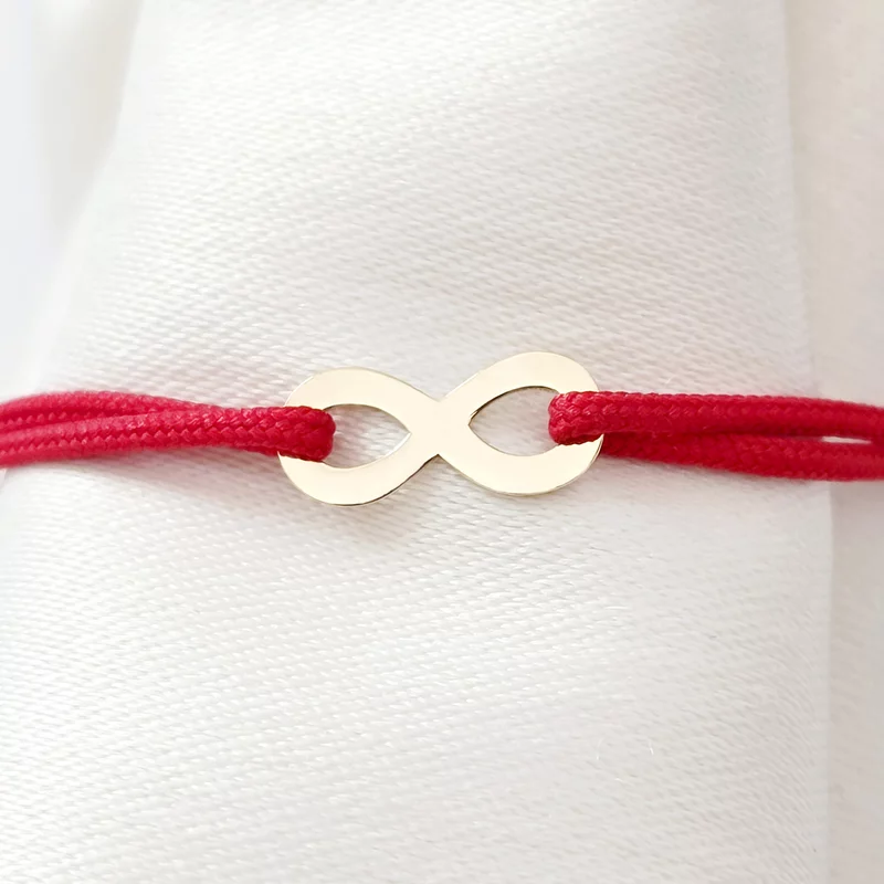 Bratara simbol - Infinit - Aur Galben 14K - snur reglabil