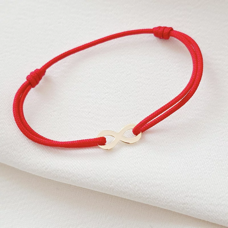 Bratara simbol - Infinit - Aur Galben 14K - snur reglabil picture - 4