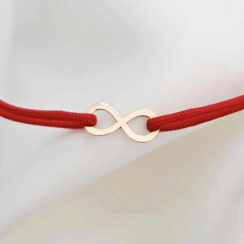 Bratara simbol - Infinit - Aur Roz 14K - snur reglabil