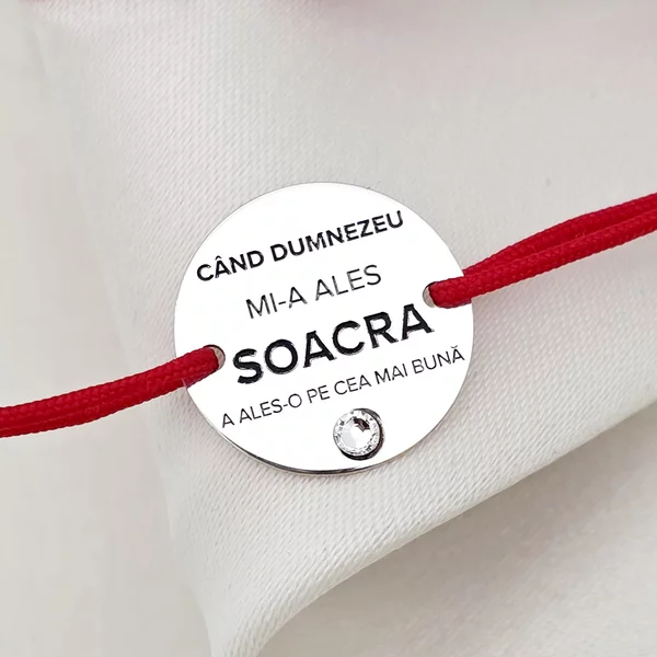 Bratara Soacra - Aleasa de Dumnezeu - Argint 925 si Cristal Swarovski  - Snur reglabil