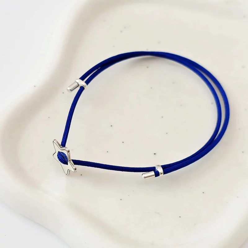 Brățara Stea - Șnur albastru Gros - Argint 925 picture - 3