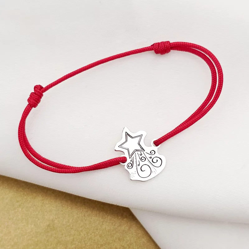 Bratara Craciun - Steaua sus rasare - Argint 925, snur reglabil diverse culori picture - 3