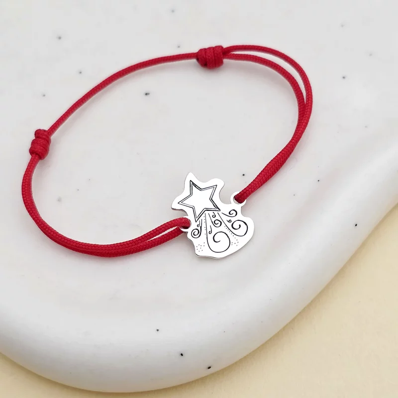 Bratara Craciun - Steaua sus rasare - Argint 925, snur reglabil diverse culori picture - 4
