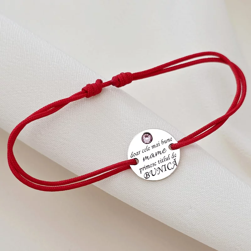 Bratara Titlul de Bunica - Argint 925 si Cristal Swarovski - Snur reglabil, diverse culori picture - 2
