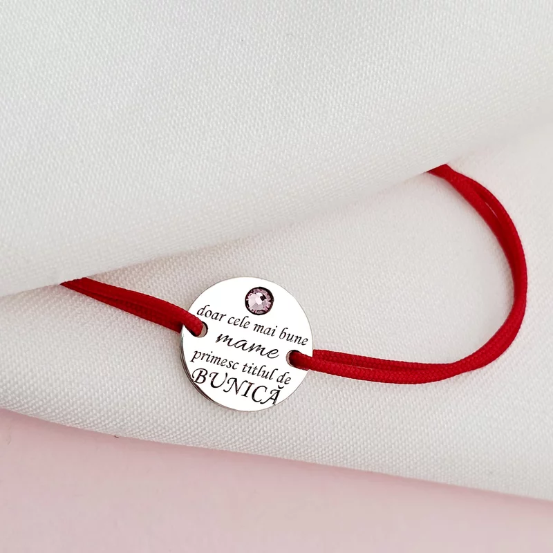 Bratara Titlul de Bunica - Argint 925 si Cristal Swarovski - Snur reglabil, diverse culori picture - 3