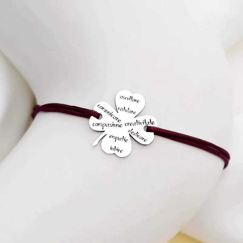 Bratara Trifoi - Calitati de Educatoare/Invatatoare - Argint 925 - Snur reglabil, diverse culori picture - 2