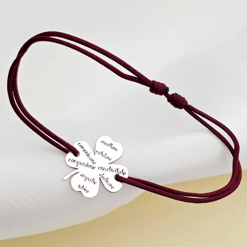 Bratara Trifoi - Calitati de Educatoare/Invatatoare - Argint 925 - Snur reglabil, diverse culori picture - 3