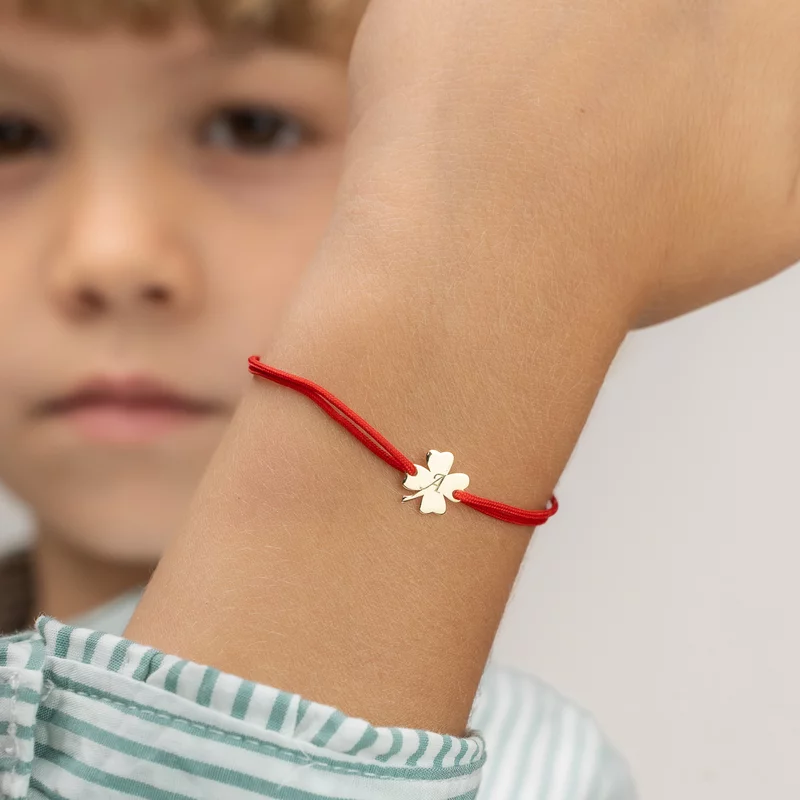 Bratara - Trifoi cu 4 foi - Aur Galben 14K - snur reglabil picture - 2