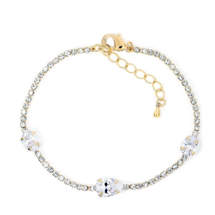 Chic Bijoux Bratara - white crystals - placata cu aur 18k