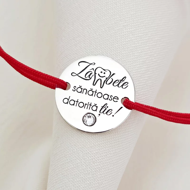 Bratara Zambete sanatoase - Argint 925 si Cristal Swarovski - Snur reglabil picture - 1