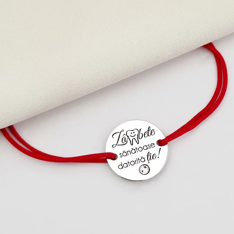 Bratara Zambete sanatoase - Argint 925 si Cristal Swarovski - Snur reglabil picture - 4