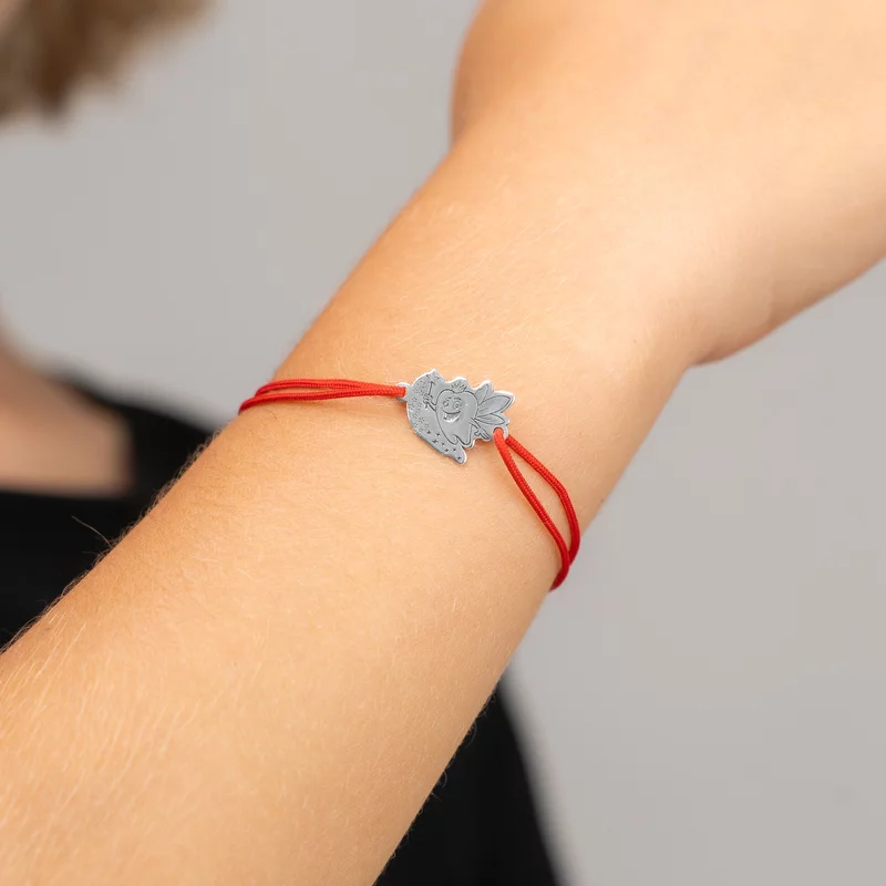 Bratara Zana maseluta - Dinte - Argint 925, snur rosu picture - 2