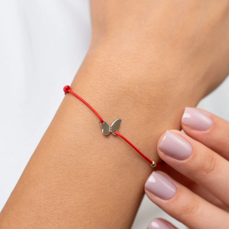 Bratara Zbor de Fluturi - Personalizare cu initiala si Biluta - Aur 14K picture - 2