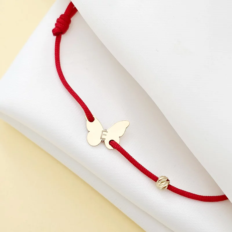 Bratara Zbor de Fluturi - Personalizare cu initiala si Biluta - Aur 14K picture - 5