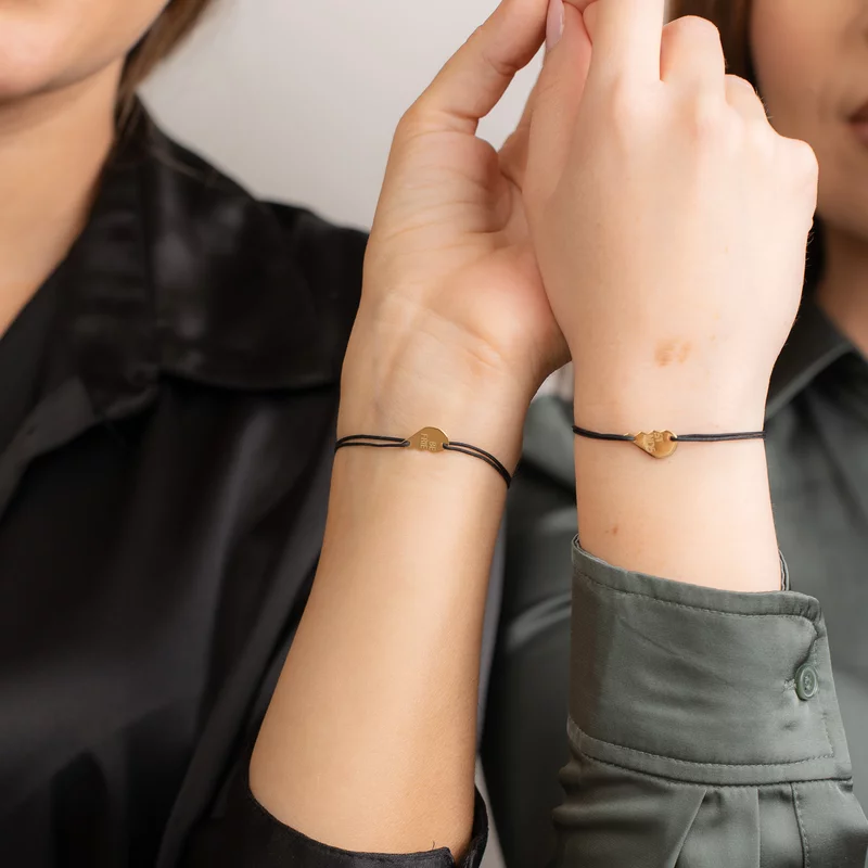 Bratari Best Friends - doua jumatati de inima - Argint 925 placat cu Aur 18K, snur reglabil picture - 2