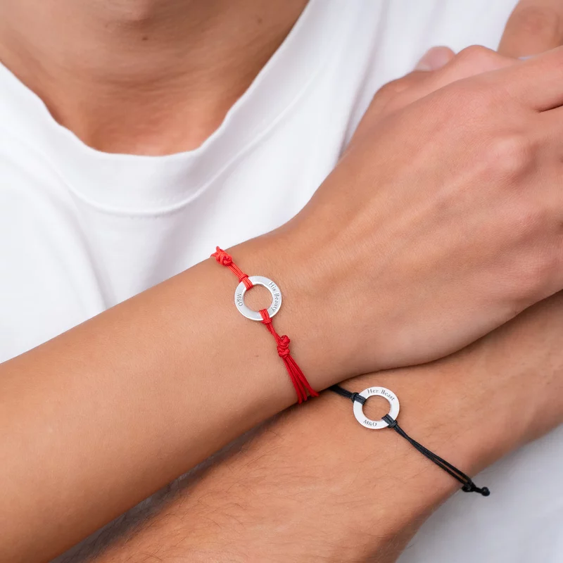 Bratari cuplu - His beauty & Her beast - Argint 925, snur negru picture - 2