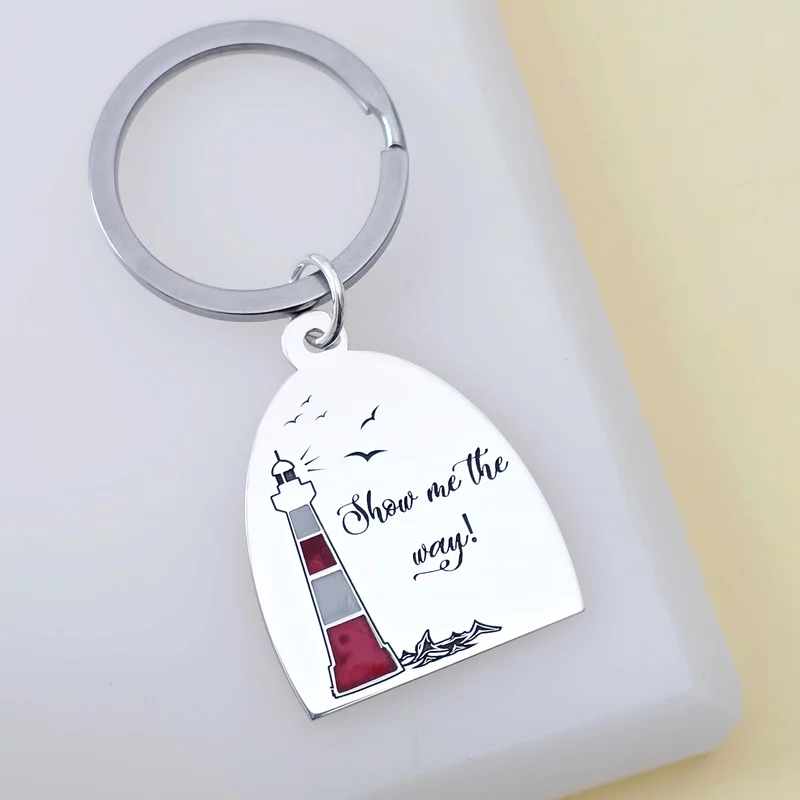 Breloc personalizat - Far decorat cu email - Argint 925 - inel otel inoxidabil picture - 2