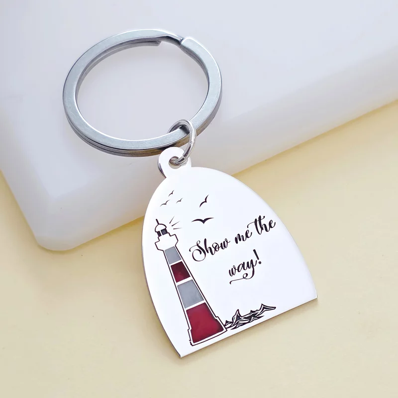 Breloc personalizat - Far decorat cu email - Argint 925 - inel otel inoxidabil picture - 3