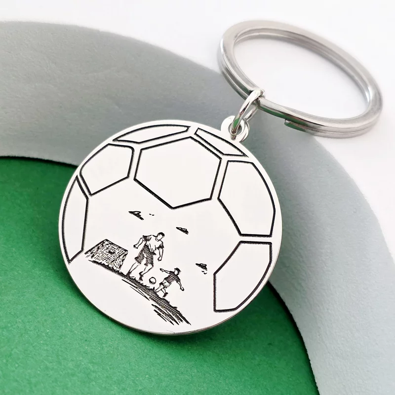 Breloc personalizat - Fotbal - Argint 925 - inel inoxidabil picture - 2