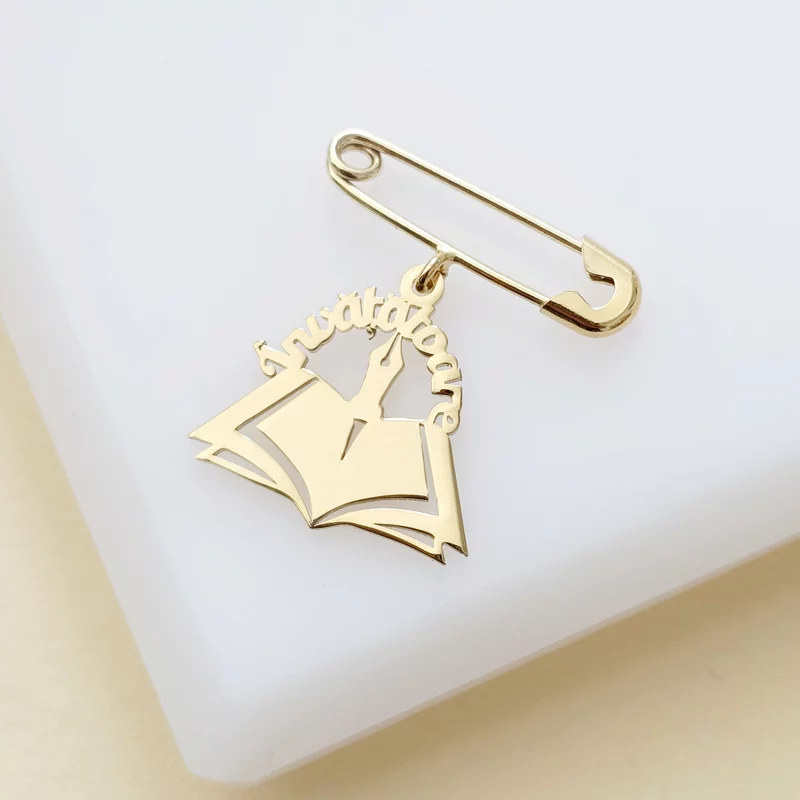 Brosa Ac de siguranta - Pandantiv Carte Invatatoare –  Argint 925 placat cu Aur Galben 18K picture - 2