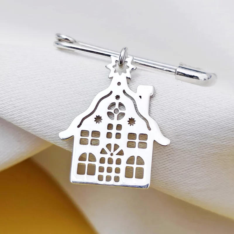 Brosa Ac de siguranta - Pandantiv Casuta decupata – Argint 925 picture - 2