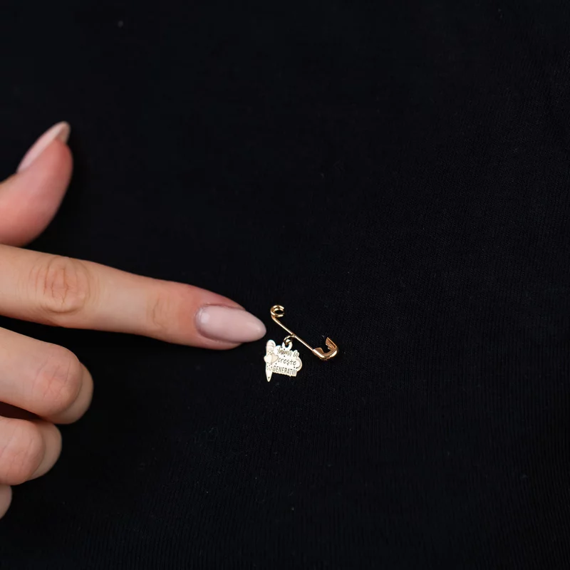 Brosa Ac de siguranta - Pandantiv Educatoare/Invatatoare - Aur Galben 9K picture - 2