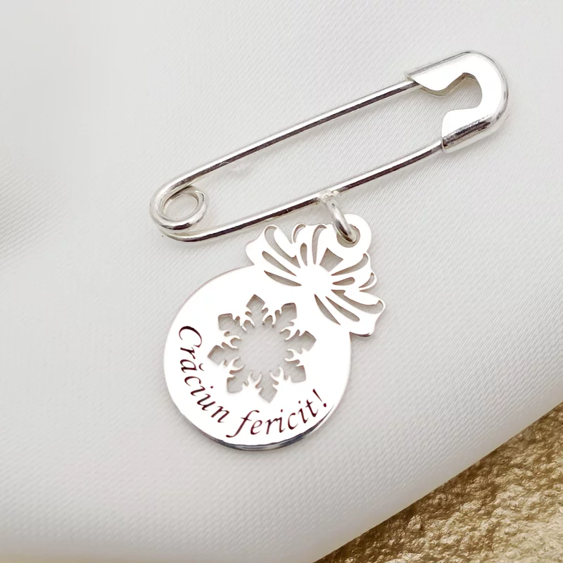 Brosa Ac de siguranta - Pandantiv Glob cu fulg de nea decupat–  Argint 925 picture - 3