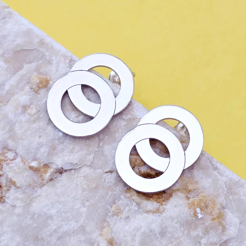 Cercei 2 decenii – 2 cercuri unite – Argint 925, surub picture - 5