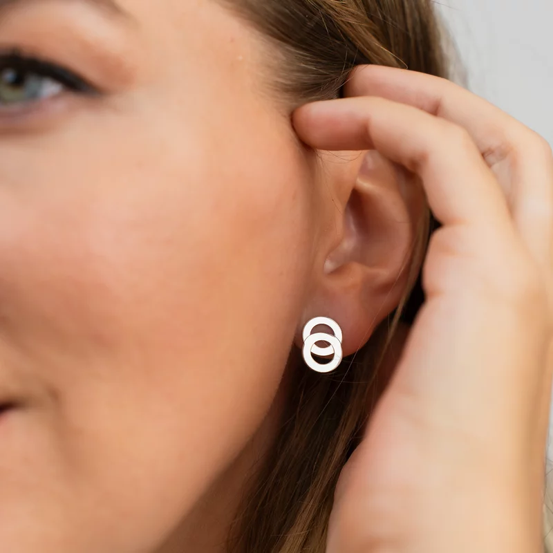 Cercei 2 decenii – 2 cercuri unite – Argint 925, surub picture - 2