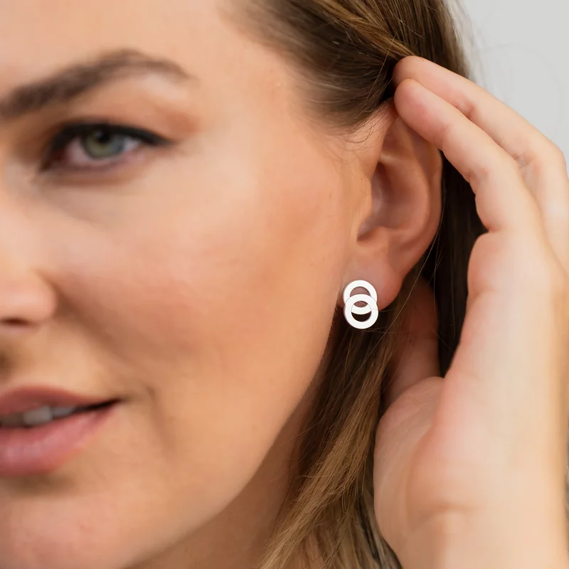 Cercei 2 decenii – 2 cercuri unite – Argint 925, surub picture - 4