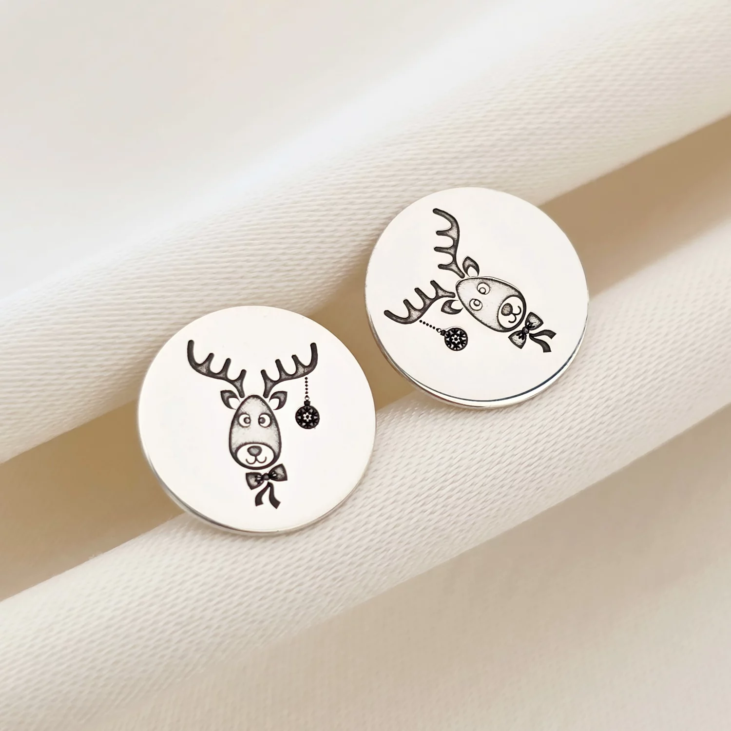 Cercei Craciun - Ren de Craciun - Argint 925, surub