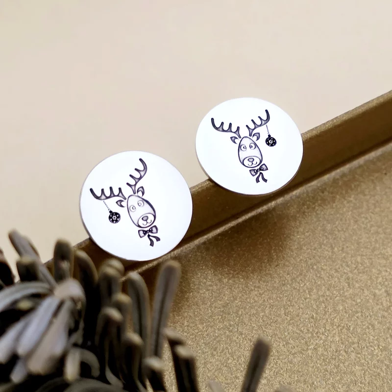 Cercei Craciun - Ren de Craciun - Argint 925, surub picture - 2