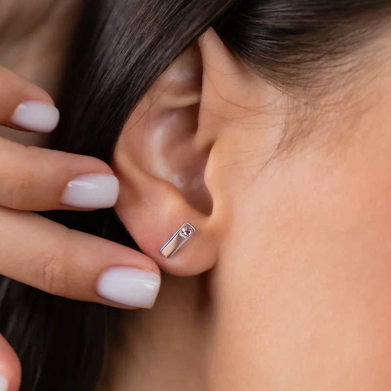 Cercei bara dreptungiulara - Cristal Swarovski - Argint 925 - inchidere surub picture - 2