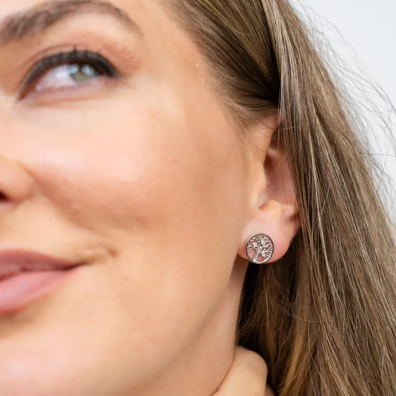 Cercei Copacul Vietii - decorat cu Zirconii albe - Argint 925 picture - 2